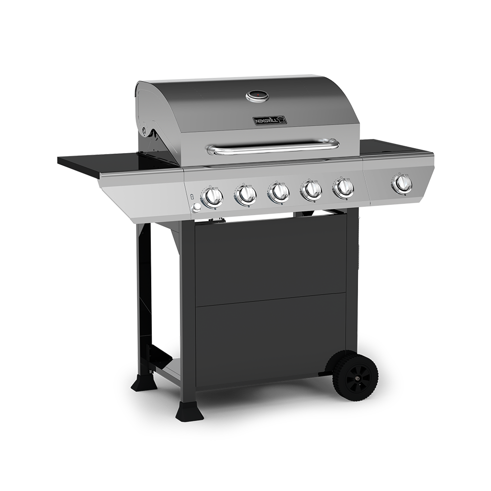 Gril au propane à 5 brûleurs avec brûleur latéral en acier inoxydable