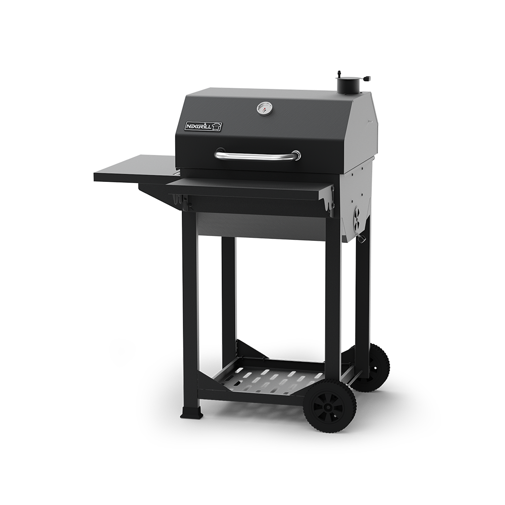 Barbecue grill sur pieds BACK TO FIRE extérieur au charbon, en bois massif  et acier inoxydable - SEANROYALE