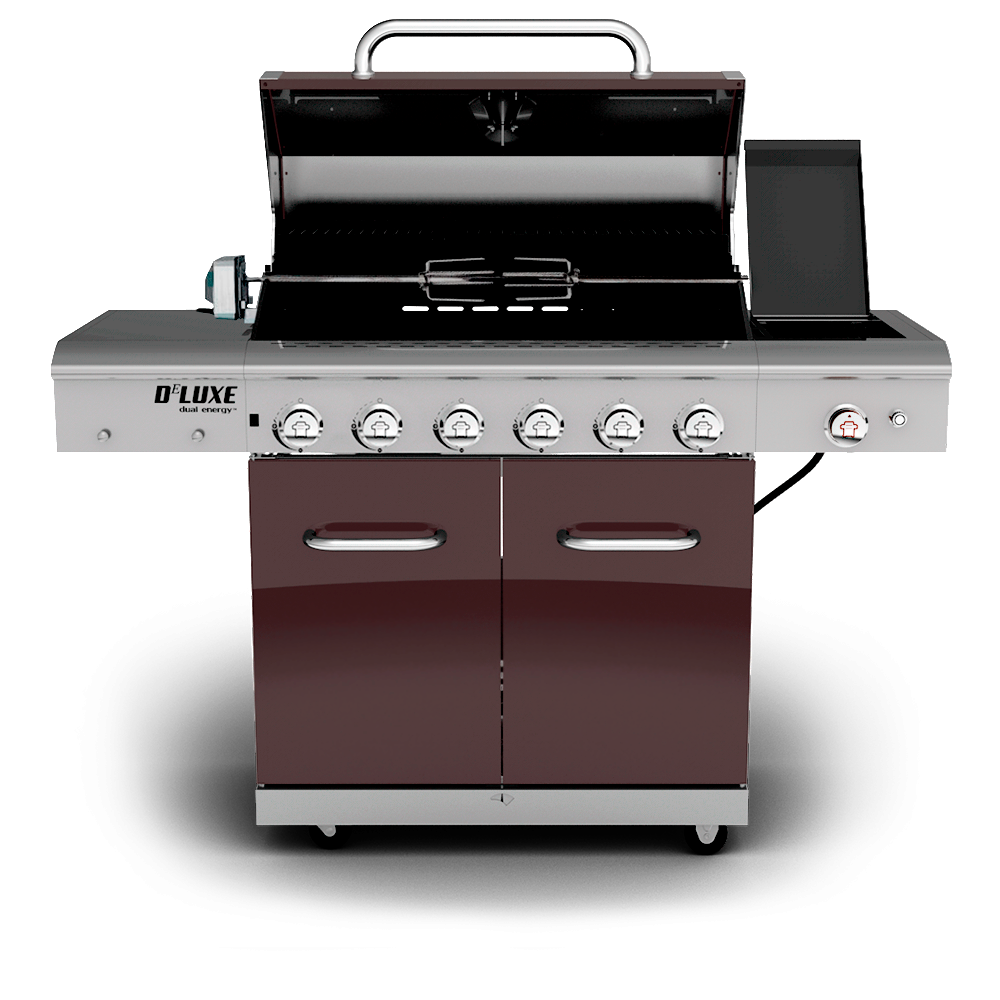 DeLuxe Gril au gaz propane à 6 brûleurs  avec brûleur latéral et un Kit de rôtisserie